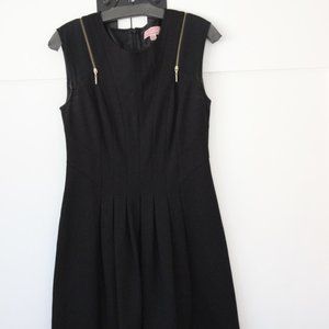 Ted Baker, business casual black dress with zipper detail, size 4-6